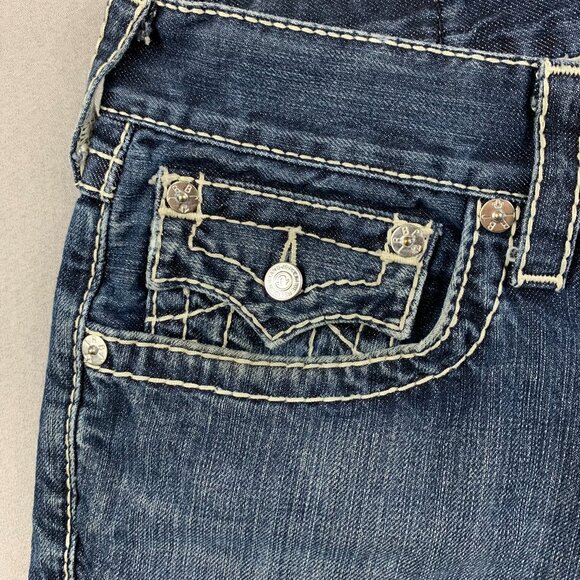 True Religion Mens Pants 32 Blue Denim Jeans Straight Leg Flap Pockets 32x28 - Picture 4 of 16